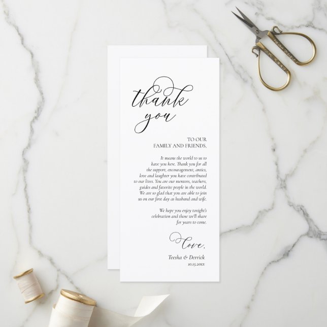 Dîner Romantique Cadre Carte de remerciements (Devant/Arrière en situation)