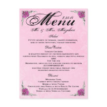 Dîner Rose Mariage superbe Menu Merci