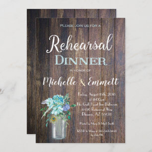 Dîner Rustic Blue Floral Invitation