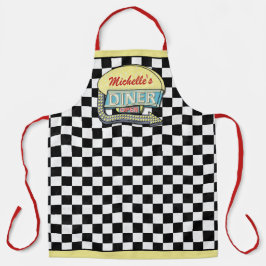 Diner Sign Retro 50er Midtown Modern Black Karo Schürze