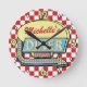 Diner Sign Retro 50er Red Checkered | INDIVIDUELLE Runde Wanduhr (Front)
