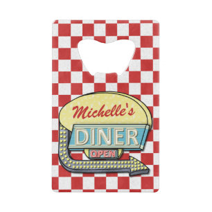 Diner Signe rouge Retro les années 50 À damiers 