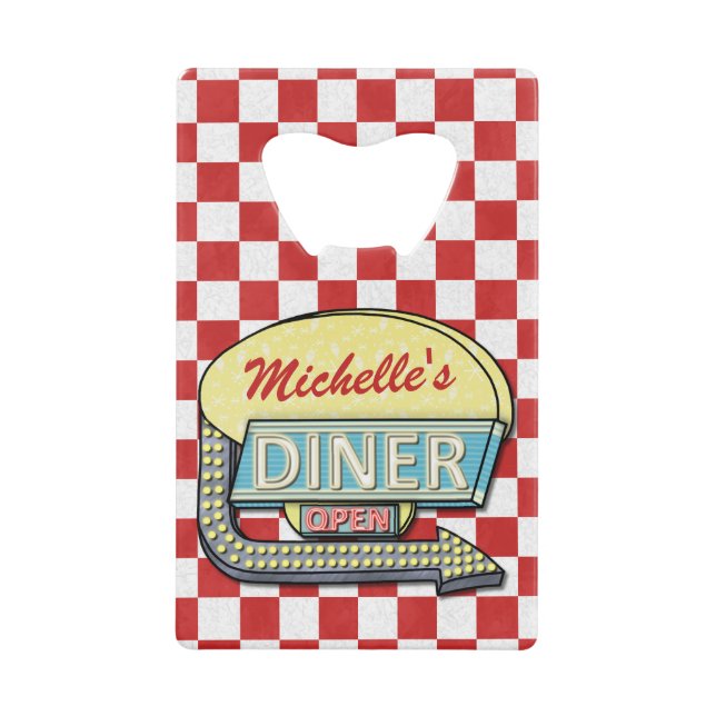 Diner Signe rouge Retro les années 50 À damiers| N (Devant)