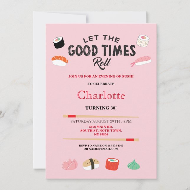 Dîner Sushi Déjeuner Japonais Invitation de fête d (Devant)