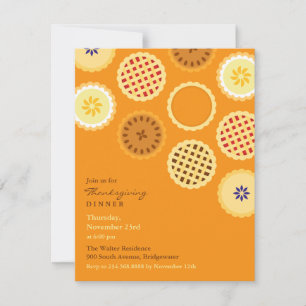 Dîner Thanksgiving Pies Plates Invitation