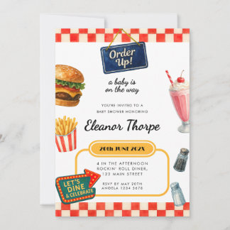 Diner Thème Baby shower Invitation
