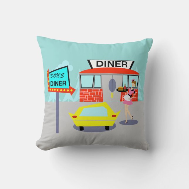 Diner-Throw-Kissen der 50er Jahre Kissen (Vorderseite)