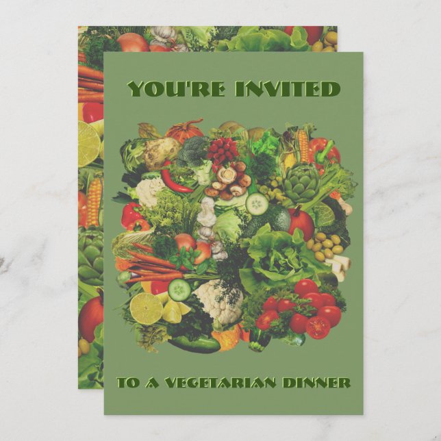 Dîner végétarien Invitation 🥕 🧅 🥑 (Devant / Derrière)