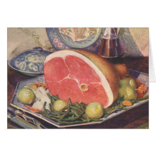 Dîner vintage au jambon avec haricots verts et pom