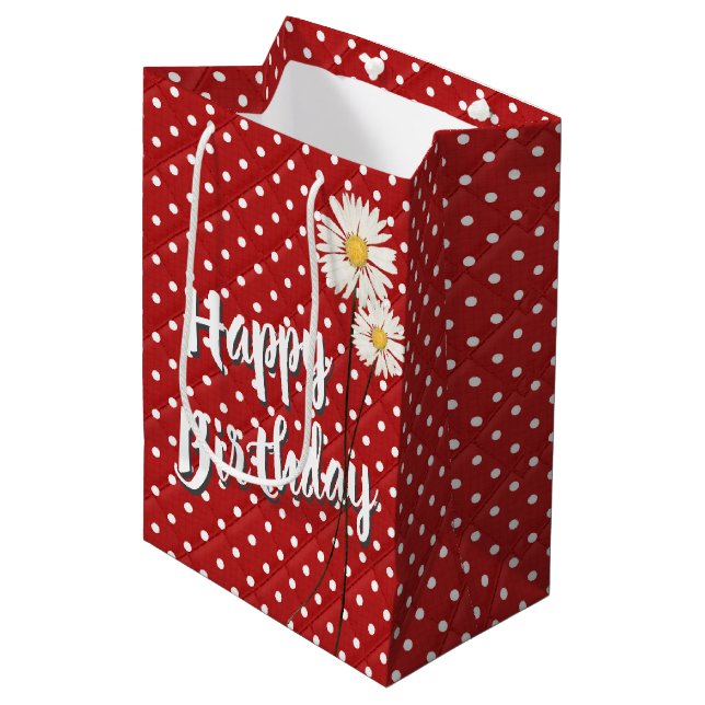 Dîners D'Anniversaire Sur Sac Cadeau Moyen Pois (Devant Angle)