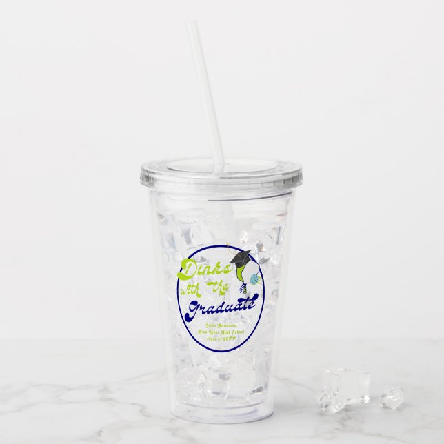 Diners mit Graduate Green Pickleball Abschluss Acryltrinkbecher (Vorderseite Ice)