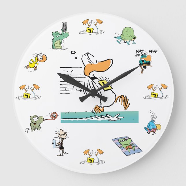 Ding Duck Swamp Character Clock Große Wanduhr (Vorderseite)
