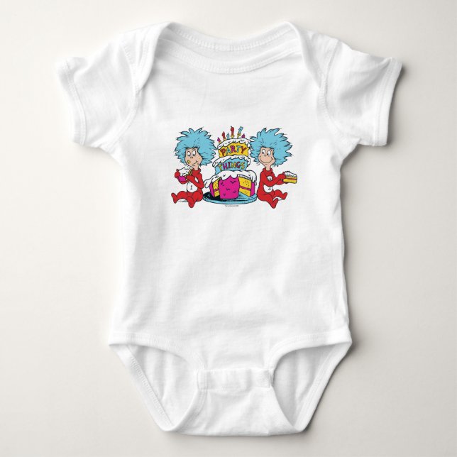 Ding Eins Ding Zwei Party Dinge Baby Strampler (Vorderseite)