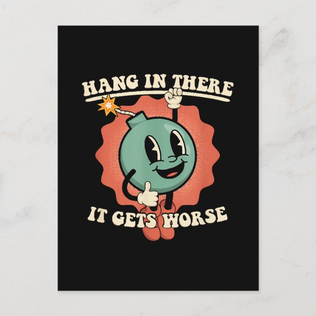 Ding in it's wird schlimmer Funny Cartoon Bomb Postkarte (Vorderseite)