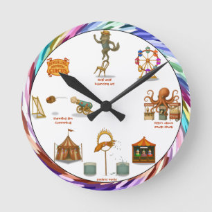 Dingaling Bros Zirkusacts Runde Wanduhr