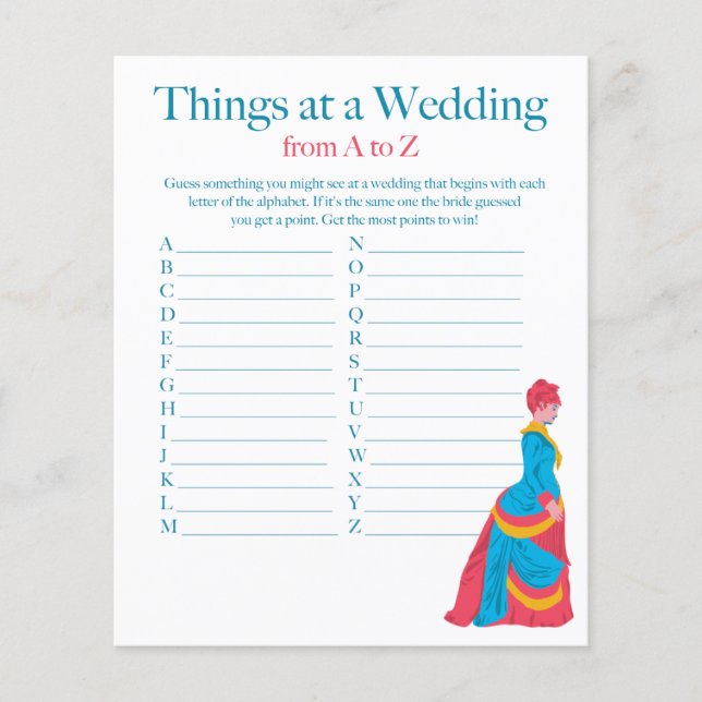 Dinge bei einem Hochzeitspiel von A bis Z Brautpar Flyer (Vorne)
