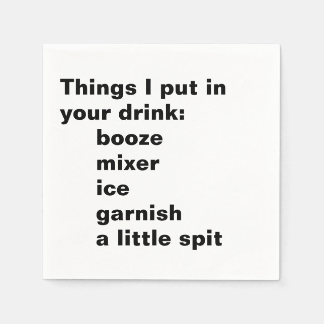 Dinge, die ich in Cocktail-Servietten stecke Serviette (Vorderseite)