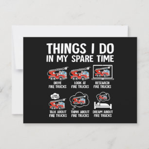 Dinge, die ich in meiner Freizeit Feuerwehrwagen t Postkarte