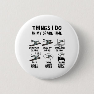 Dinge, die ich in meiner Freizeit mache Skifahren  Button