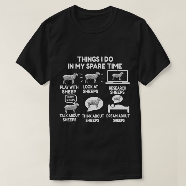 Dinge, die ich in meiner Freizeit mit Schafspelzen T-Shirt (Design vorne)