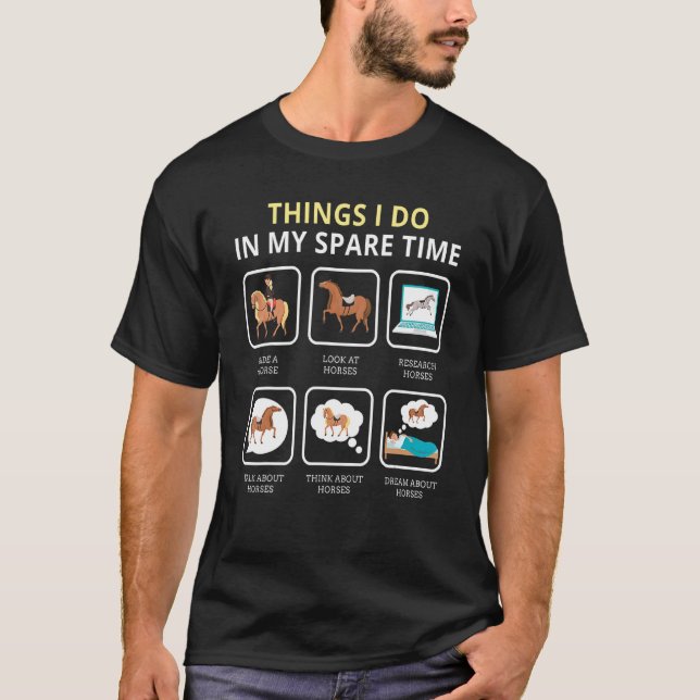 Dinge, die ich in meiner Freizeit Pferd für Mädche T-Shirt (Vorderseite)