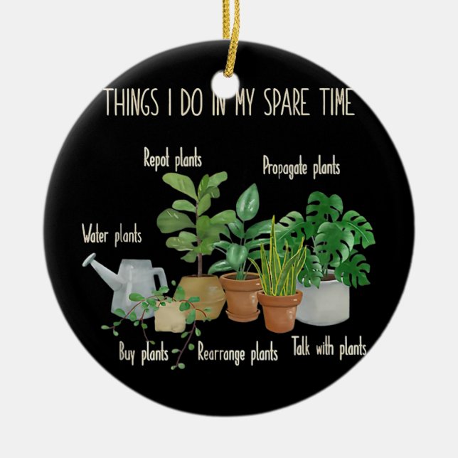 Dinge, die ich in meiner Freizeit Pflanze Niedlich Keramik Ornament (Vorne)