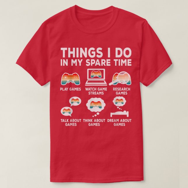 Dinge, die ich in meiner Freizeit Video-Spiel Retr T-Shirt (Design vorne)