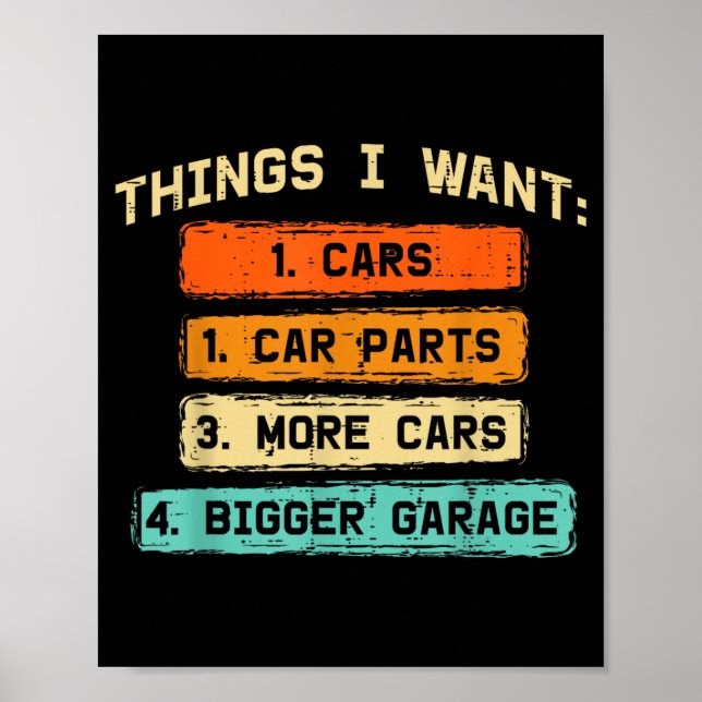 Dinge, die ich will Autoteile Lustiger Autotyp Mec Poster (Vorne)