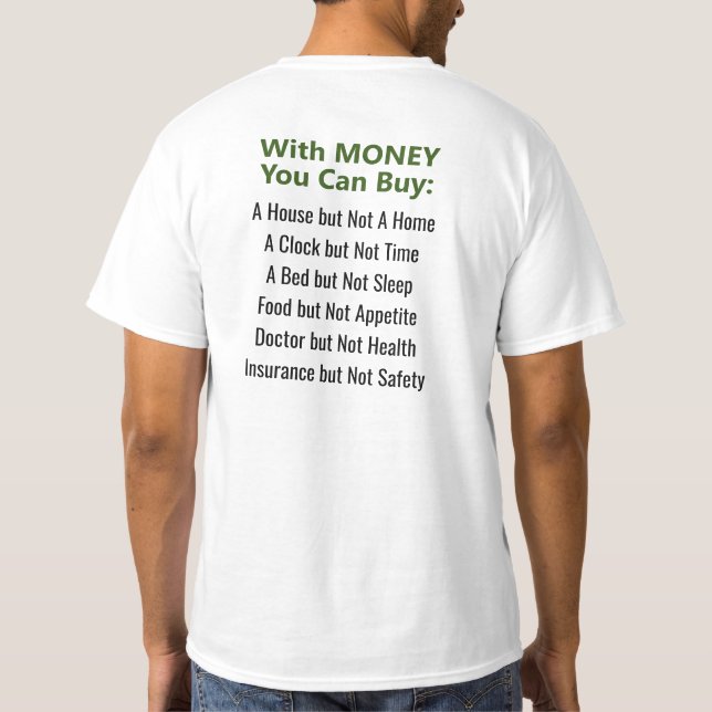 Dinge, die man mit Geld-T - Shirt nicht kaufen kan (Rückseite)