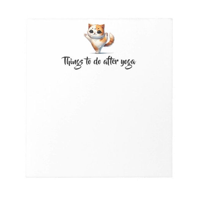 Dinge, die nach der Yoga-Niedlichen Katze zu tun Notizblock (Vorderseite)