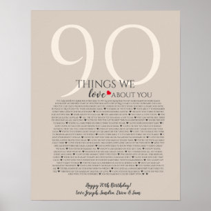 Dinge, die wir über Sie Liebe 90,80 70, 60, 50, Poster