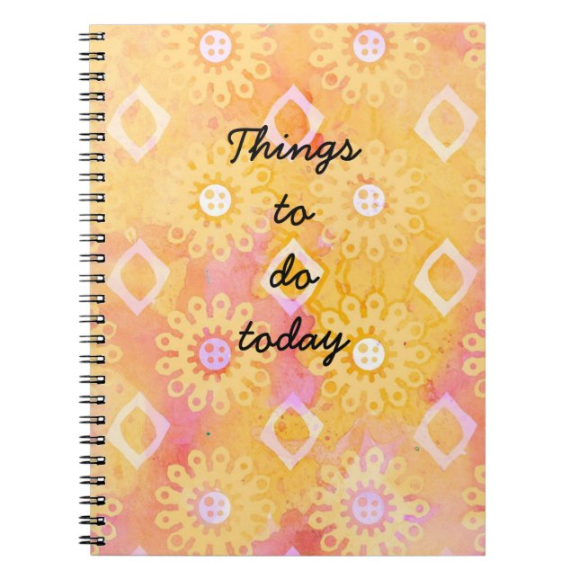 Dinge zu tun Heute rosa gelbe Boho-Notebook Notizblock (Vorderseite)