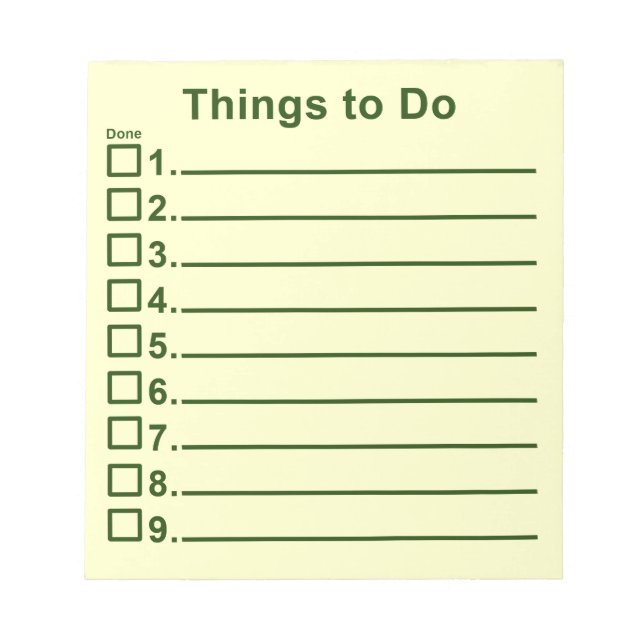 Dinge zu tun notizblock (Vorderseite)