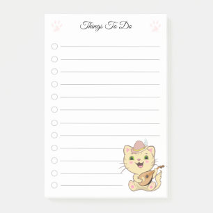 Dinge zu tun & süße musikalische Katze Post-it Klebezettel