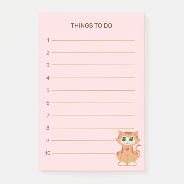 Dinge zu tun & Tabby Kitty Cat Post-it Klebezettel (Vorderseite)