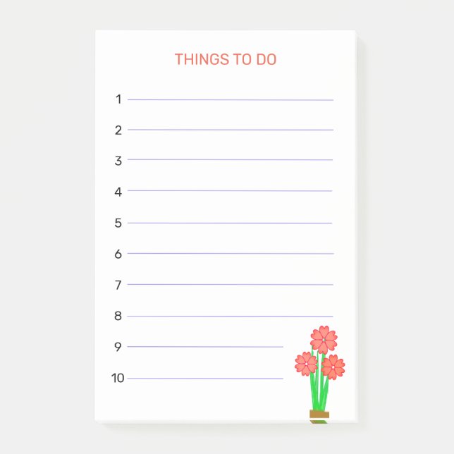 Dinge zu tun und Herzblumen Post-it Klebezettel (Vorderseite)