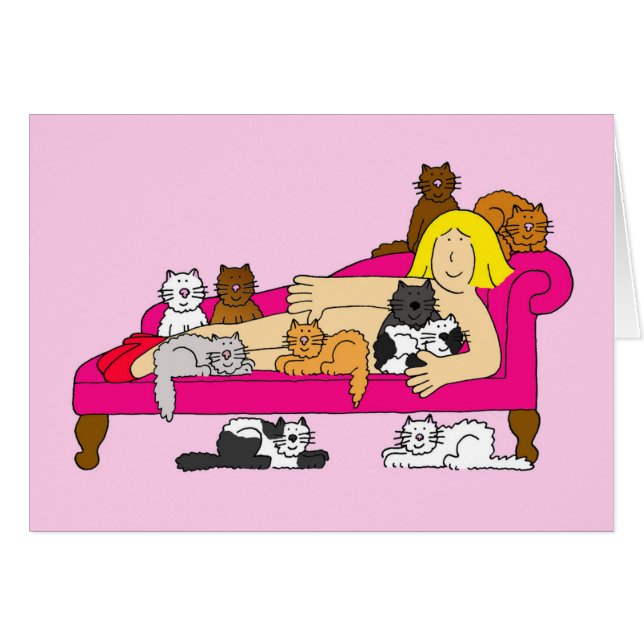 Dingue Crazy Cat Lady avec dessin de chats (Devant horizontal)