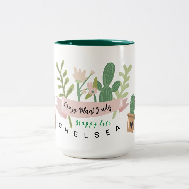 Dingue Plante dame à deux tons café Mug (Centre)