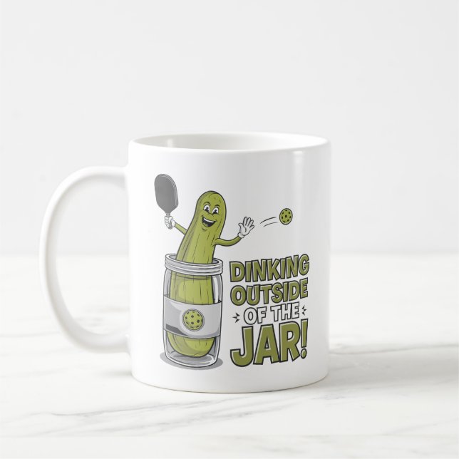 Dinieren außerhalb des Jar! 🥒 🏓 Pickleball Pickl Kaffeetasse (Links)