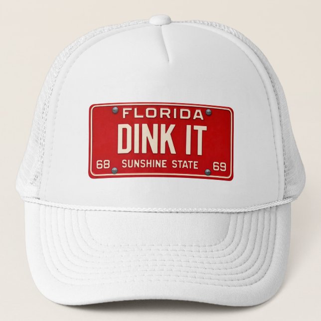 Dink It Pickleball Fan | Retro FL License Plate Truckerkappe (Vorderseite)