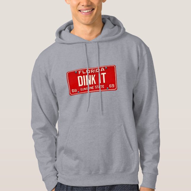 Dink It Pickleball Player Fan Retro License Plate Hoodie (Vorderseite)