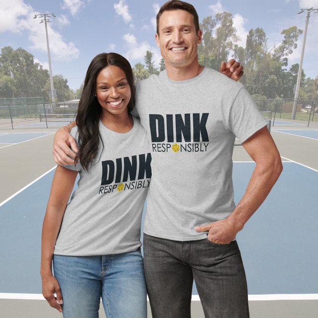 Dink Responsible Pickleball Word Art T-Shirt (Von Creator hochgeladen)