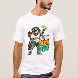 Dink Smash Repeat Raccoon Pickleball T-Shirt