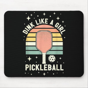 Dink wie ein Mädchen süß retro Pickleball Damen Mousepad
