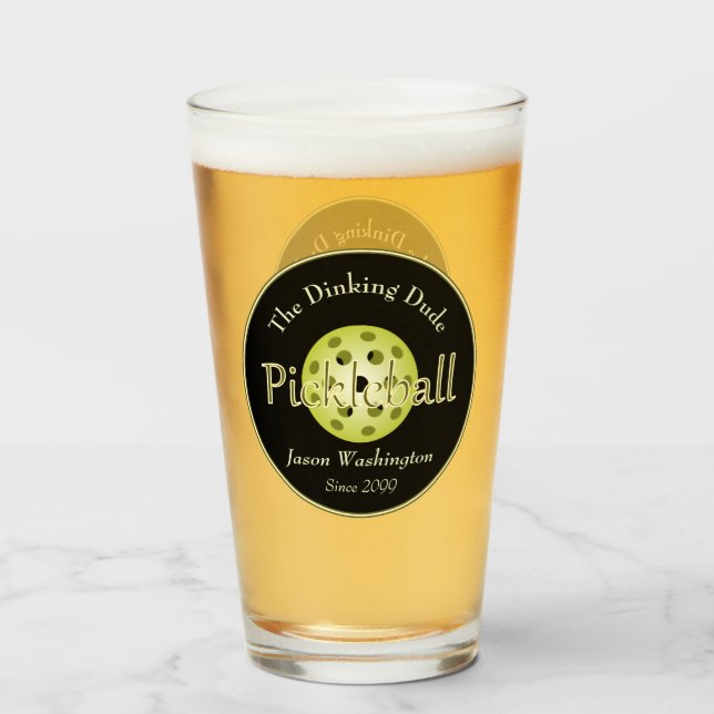 Dinking Duo oder Typ Pickleball Ball Pint Beer Glas (Vorne (Gefüllt))