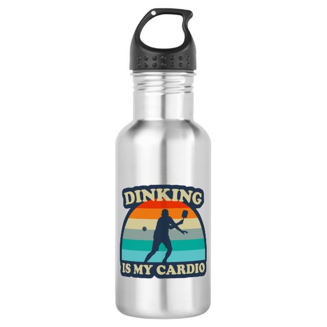 Dinking ist mein Cardio Pickleball Edelstahlflasche (Vorderseite)