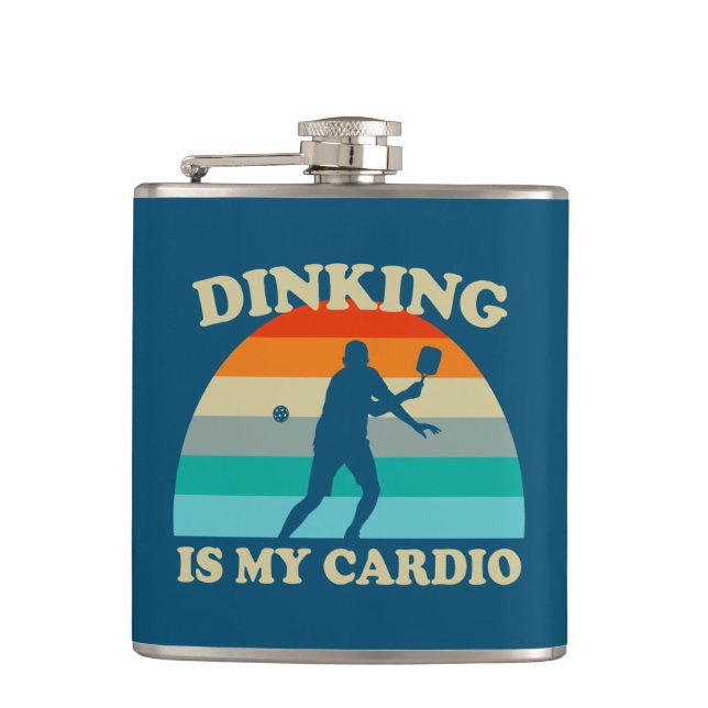 Dinking ist mein Cardio Pickleball Flachmann (Vorderseite)