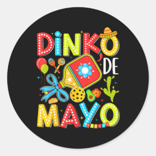 Dinko De Mayo Pickleball Mexikanische Fiesta Cinco Runder Aufkleber