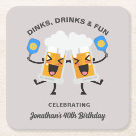 Dinks & Drinks Cartoon Bier Tasse Custom Picklebal Rechteckiger Pappuntersetzer