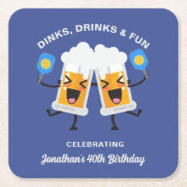 Dinks & Drinks Cartoon Bier Tasse Custom Picklebal Rechteckiger Pappuntersetzer